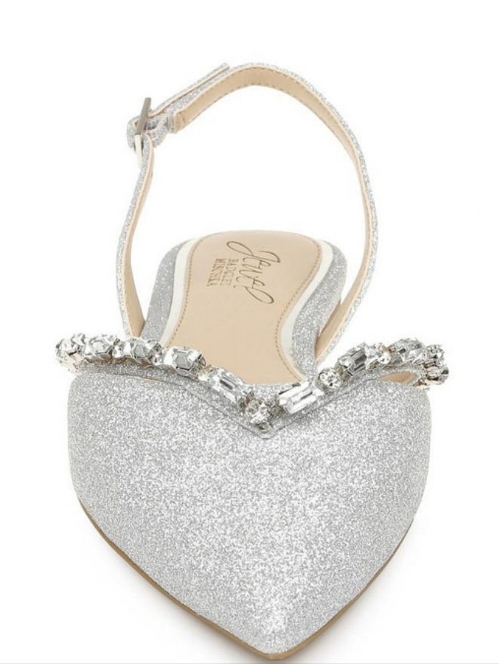 Badgley Mischka NEW IN BOX Silver Glitter Pointed Slingback Ballet Flats